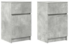vidaXL Κομοδίνα 2 τεμ. Γκρι Σκυροδέμ. 39x35x65 εκ. από Επεξεργ. Ξύλο