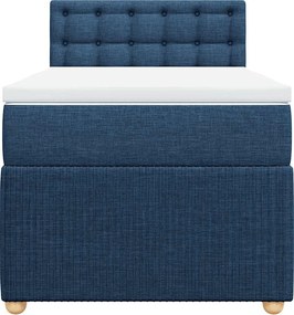 vidaXL Κρεβάτι Boxspring με Στρώμα Μπλε 90x200 εκ.Υφασμάτινο