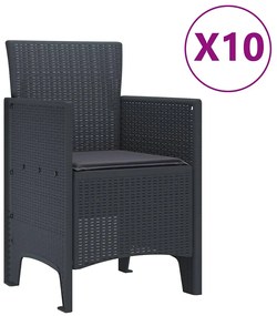 vidaXL Σέτ φαγητού για κήπο 11 pcs Ανθρακί Πολυπροπυλένιο