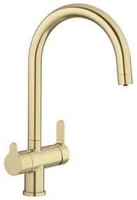 Blanco Trima Brass PVD Satin Gold Μπαταρία Κουζίνας Ψηλή Φιλτραρίσματος Νερού με Περιστρεφόμενο Ρουξούνι