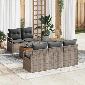 vidaXL Σετ Καναπέ Κήπου με μαξιλάρι 6 pcs Γκρι Πολυ ράταν