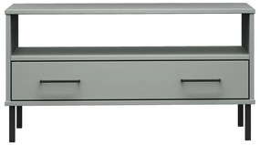 vidaXL Τραπεζάκι Σαλονιού OSLO Γκρι 85x50x45 εκ. Μασίφ Ξύλο Μετ. Πόδια