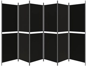 vidaXL Διαχωριστικό Δωματίου με 6 Πάνελ Μαύρο 300x180 εκ. από Ύφασμα