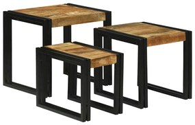 vidaXL Τραπέζι Σαλονιού με Στηρίγματα 3 pcs Καφέ και Μαύρο