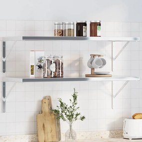 vidaXL Στηρίγματα Ραφιών 4 Τεμ. Ασημί 40x2,5x25 εκ. Ανοξείδωτο Ατσάλι