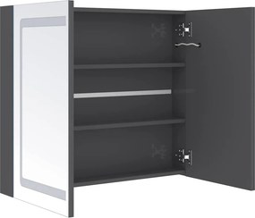 vidaXL Καθρέφτης Μπάνιου με Ντουλάπι &amp; LED Λαμπερό Γκρι 80x12x68 εκ.