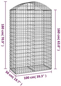 vidaXL Συρματοκιβώτιο Τοξωτό 100x50x160/180εκ. από Γαλβανισμένο Χάλυβα