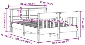 Σκελετός Κρεβατιού Χωρίς Στρώμα 160x200 εκ Μασίφ Ξύλο Πεύκου - Καφέ