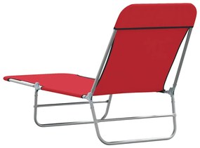 vidaXL Ξαπλώστρες Πτυσσόμενες 2 τεμ. Κόκκινες από Ατσάλι / Ύφασμα