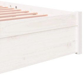vidaXL Πλαίσιο Κρεβατιού Λευκό 135x190 εκ. από Μασίφ Ξύλο Double