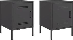 vidaXL Κομοδίνα 2 τεμ. Μαύρα 36x39x50,5 εκ. Χάλυβα