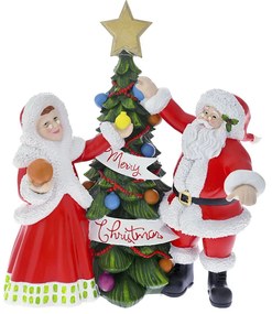 Χριστουγεννιάτικο Διακοσμητικό Polyresin Δέντρο Με Mr&amp;Mrs Santa 27x16x30εκ. iliadis 82143