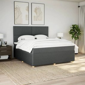 vidaXL Κρεβάτι Boxspring με Στρώμα Σκούρο Γκρι 180x200 εκ Υφασμάτιν