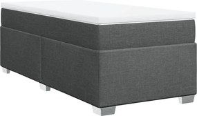 vidaXL Κρεβάτι Boxspring με Στρώμα Σκούρο Γκρι 90x190 εκ. Υφασμάτινο