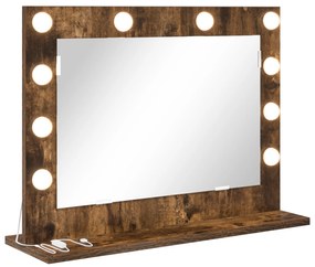 vidaXL Καθρέπτης Vanity  Καπνιστή ραστώνη Ξύλο, Γυαλί 60 x 45 x 18 εκ