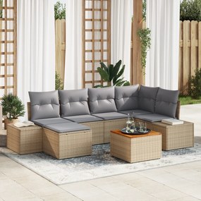vidaXL Σετ καναπέ κήπου 7 pcs Μπεζ, ανοιχτό γκρι