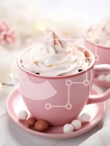 Σετ των 2 Intra Συλλεκτικό Ξύλινο Παζλ Plywood 4mm - Νόστιμη σαντιγί σε ροζ φλιτζάνι Σε Ξύλινο Κουτί - Διαστάσεις: 10x10 cm – 25 κομμάτια