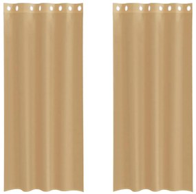 vidaXL Voile κουρτίνες με ροδέλες 2 τεμάχια Χρώμα Άμμου