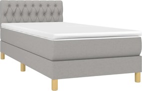 vidaXL Κρεβάτι Boxspring με Στρώμα &amp; LED Αν.Γκρι 100x200 εκ Υφασμάτινο