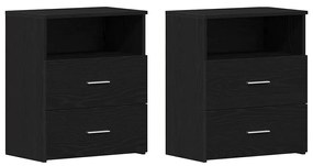 vidaXL Κομοδίνο 2 pcs Μαύρη δρυς 50 x 32 x 60 εκ. Επεξεργασμένο ξύλο