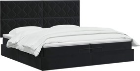 vidaXL Κρεβάτι Ottoman με στρώμα Μαύρο 200 x 200 cm Βελούδο