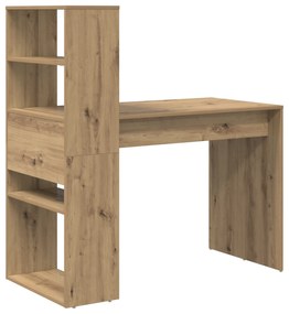 vidaXL Γραφείο με Αποθήκευση Καρυδιά 113x54x120 εκ. Φτιαγμένο από Μηχανικά Ξύλο
