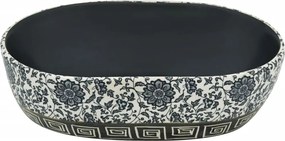 vidaXL Νιπτήρας Οβάλ Μαύρος και Μπλε 47x33x13 εκ. Κεραμικός