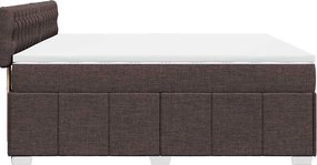 vidaXL Κρεβάτι Boxspring με Στρώμα Σκούρο Καφέ 200x200 εκ. Υφασμάτινο