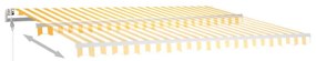 vidaXL Τέντα Αυτόματη με LED & Αισθ. Ανέμου Κίτρινο/Λευκό 450x300 εκ.