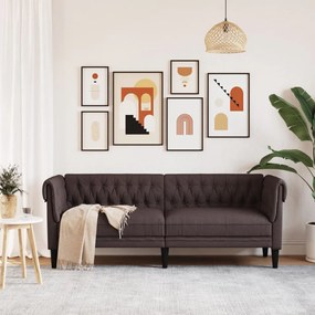 vidaXL Καναπές Τριθέσιος Chesterfield Σκούρο Καφέ Υφασμάτινος