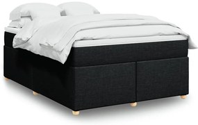vidaXL Κρεβάτι Boxspring με Στρώμα Μαύρο 160x200 εκ. Υφασμάτινο