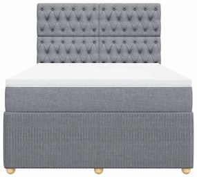 vidaXL Κρεβάτι Boxspring με Στρώμα Ανοιχτό Γκρι 140x200 εκ. Υφασμάτινο