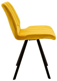 Καρέκλα Sabia pakoworld βελούδο κίτρινο-μαύρο πόδι - Μέταλλο - 058-000012