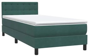 Box Spring κρεβάτι με στρώμα σκούρο πράσινο 90x210εκ. Βελούδινο - Πράσινο