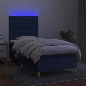 vidaXL Κρεβάτι Boxspring με Στρώμα &amp; LED Μπλε 80x200 εκ. Υφασμάτινο