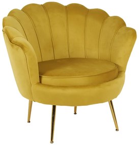 Πολυθρόνα Daimon pakoworld βελούδο σε κίτρινο-χρυσό απόχρωση 79x74x78εκ