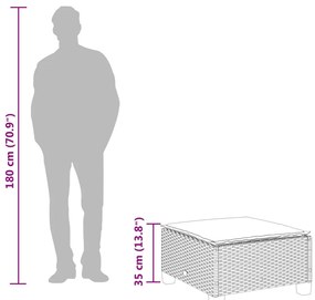 Υποπόδιο Κήπου Μαύρο 63,5x56x32 εκ. Συνθετικό Ρατάν με Μαξιλάρι - Μαύρο
