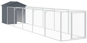vidaXL Σπιτάκι Σκύλου με Οροφή Ανθρακί 117x609x123 εκ. Γαλβαν. Χάλυβας