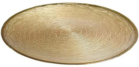 Διακοσμητική Πιατέλα 374-224-259 32x32x2cm Gold Γυαλί
