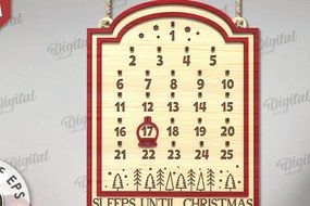 Σετ των 2 Intra απο ξύλο plywood 3mm-4mm πάχος Χριστουγεννιάτικη αντίστροφη μέτρηση σχέδιο κοπής με λέιζερ Δίασταση 15x15 cm INTRAFABR-109354732