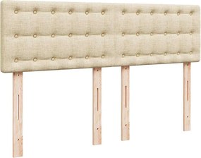 vidaXL Κρεβάτι Boxspring με Στρώμα Κρεμ 140x190 εκ. Υφασμάτινο