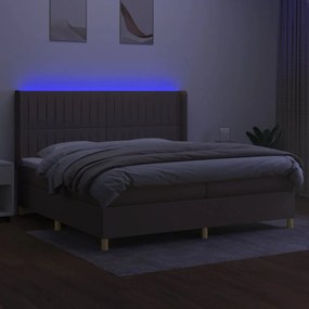 vidaXL Κρεβάτι Boxspring με Στρώμα &amp; LED Taupe 200x200 εκ. Υφασμάτινο