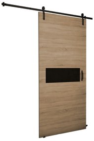 Συρόμενες πόρτες Dover 158, 37 kg, Sonoma οξιά, Μαύρο, Πλαστικοποιημένη μοριοσανίδα, Ανοιχτό καφέ, Αλουμίνιο | Epipla1.gr