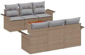 vidaXL Σετ Καναπέ Κήπου 7 pcs Μπεζ Πολυ ράταν