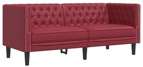 Καναπές Chesterfield 2 θέσεων Μπορντό από Συνθετικό Δέρμα - Κόκκινο