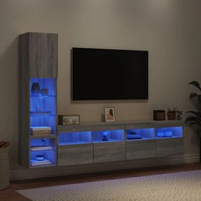 vidaXL Έπιπλα Τοίχου Τηλεόρασης 4 τεμ. LED Γκρι Sonoma από Επεξ. Ξύλο