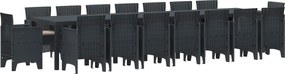 vidaXL Σετ Τραπεζαρίας Κήπου με Μαξιλάρια 17 pcs Ανθρακί PP