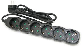 Adeleq Πολύπριζο Με Καλώδιο 3x1mm² 1.5m 6 Σούκο Μαύρο 15-315560