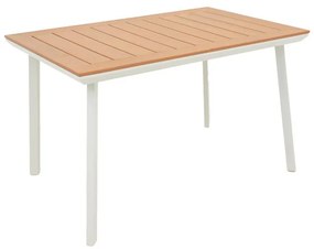 Τραπέζι Griffith λευκό αλουμίνιο και plywood σε φυσική απόχρωση 120x80x74εκ 120x80x74 εκ.