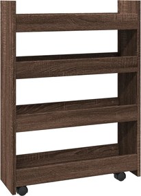 vidaXL Τρόλεϊ Αποθήκευσης Στενό 4 Επιπέδων Καφέ Δρυς Επεξ. Ξύλο